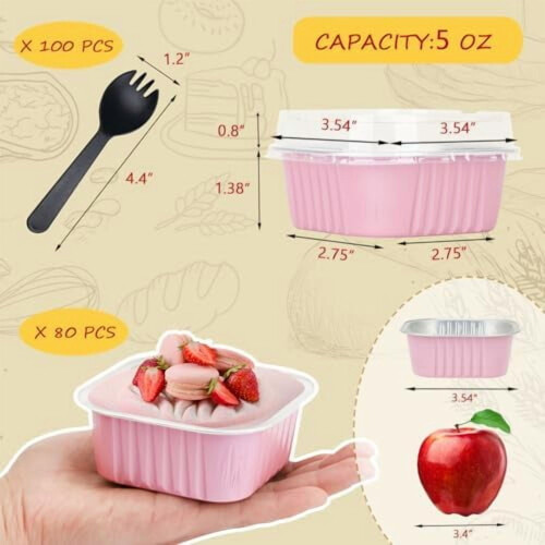 Μίνι ταψιά κέικ 5oz/80pk με καπάκια, ποτήρια ψησίματος από αλουμινόχαρτο, φορμάκια 1