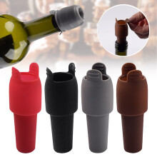 Lot de 4 bouchons réutilisables pour bouteilles de vin mousseux, en silicone avec poignée, à double fermeture, compatibles avec les bouteilles de