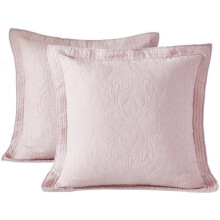 100% pamut steppelt európai párnahuzatok, 2 db-os pamut 66 cm x 66 cm-es párnahuzatok, puha és lélegző európai párnahuzatok, négyzet alakú