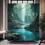 Cortina de chuveiro Floresta com Cachoeira 72x72 polegadas 1
