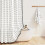 Boho linen shower curtain set 72x96 inch white black 1