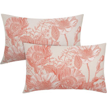 Fundas de almohada lumbares florales vintage de 12x20", juego de 2, diseño de hojas de coral, cojines decorativos rústicos para sofá, sala de