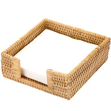 Porte-serviettes de table en rotin – Porte-serviettes carré en bambou tressé à la main, couleur naturelle, 18 x 18 x 6 cm, idéal pour la table
