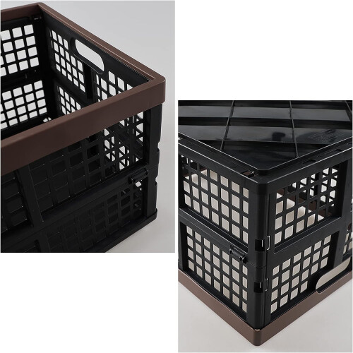 4-Pack 42 L Plastic Folding Storage Crate, Collapsible Storage Basket Crate 2