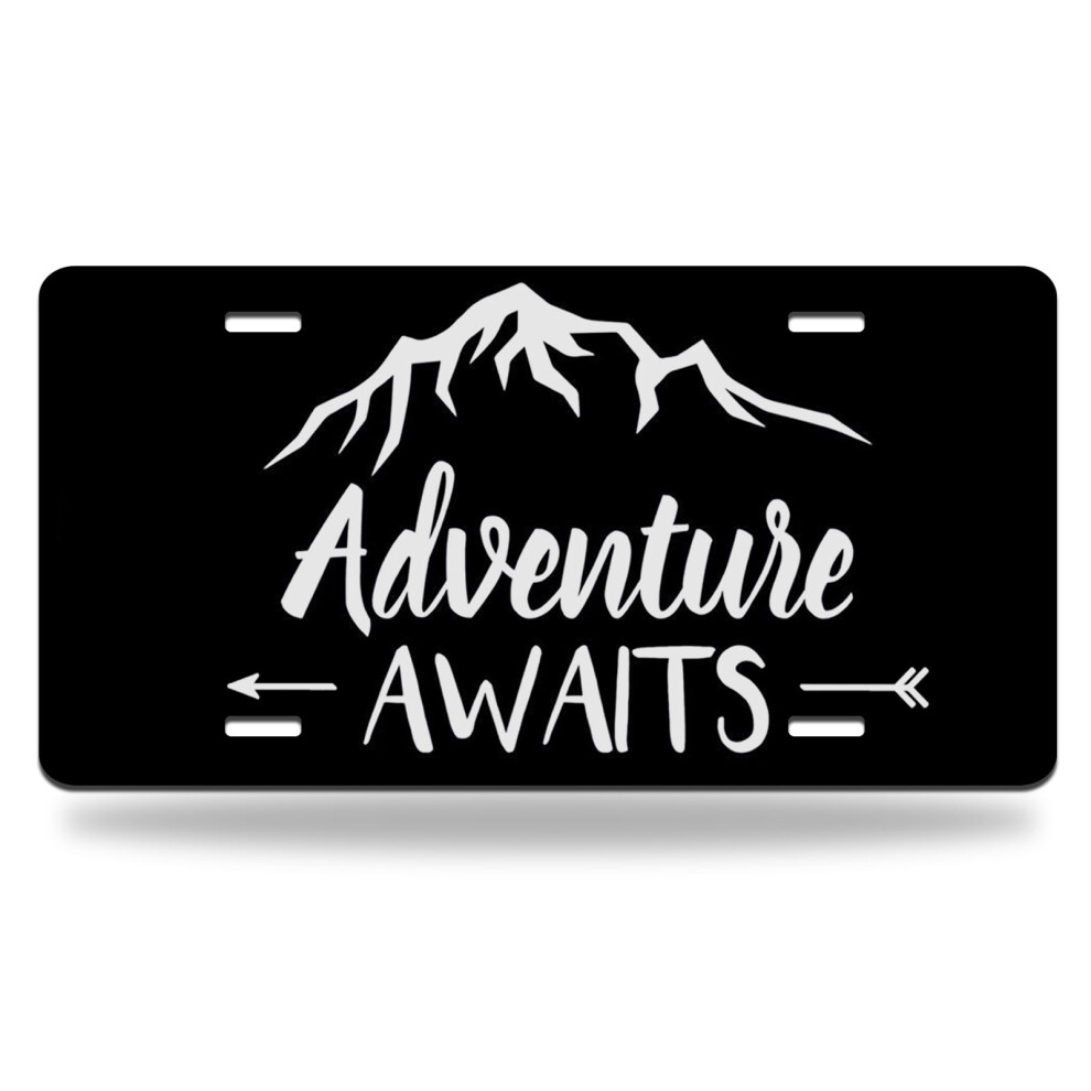 Adventure Awaits Mountain Arrows Metal Car Plate Aluminum License Plate 9058772108654