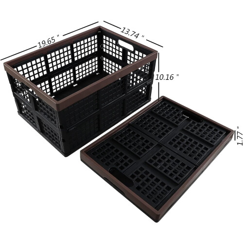 4-Pack 42 L Plastic Folding Storage Crate, Collapsible Storage Basket Crate 1