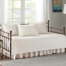 Daybed Cover - Luxe Double Sided-Quilting, All Season Cozy Bedding with Bedskirt, Matching Shams, Kienna Ivory 75"x39" 5 Piece
