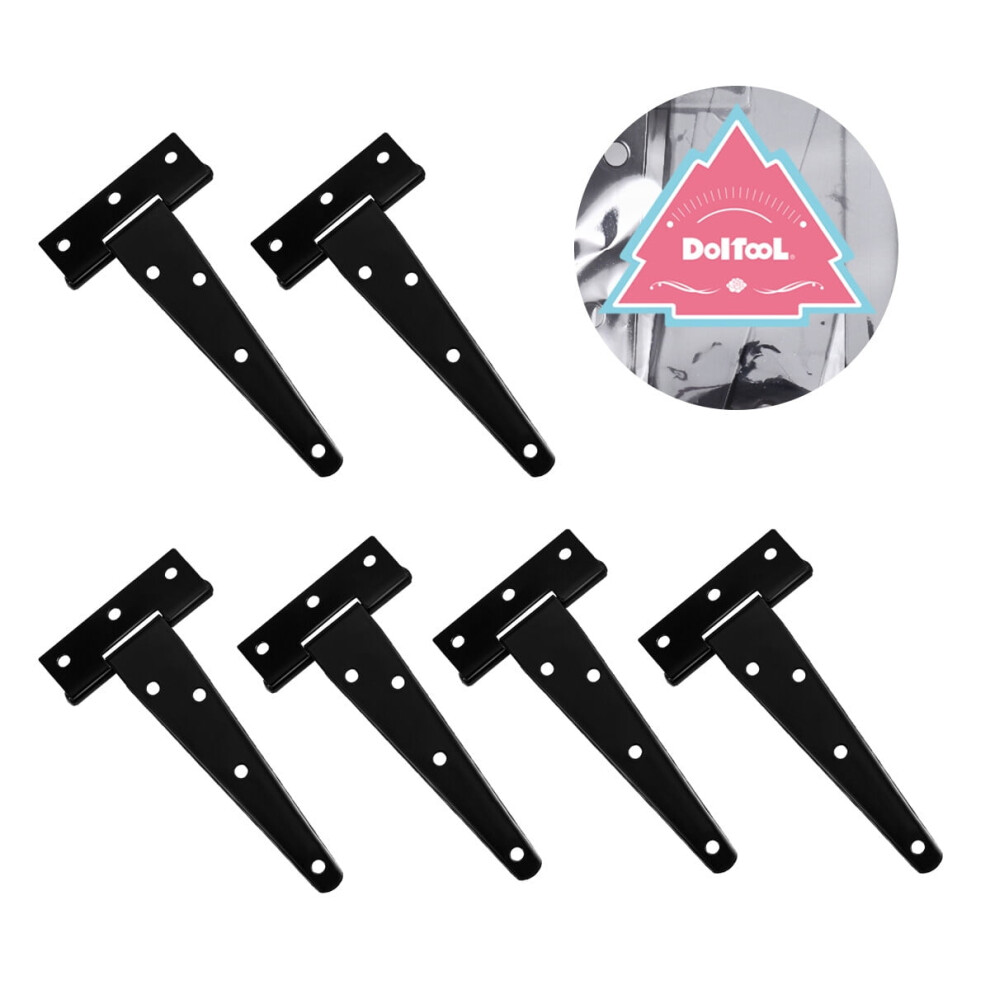 Deck Gate Hinge Black Galvanized Iron T Shape 6 Pcs 5 Inch 9402001585189