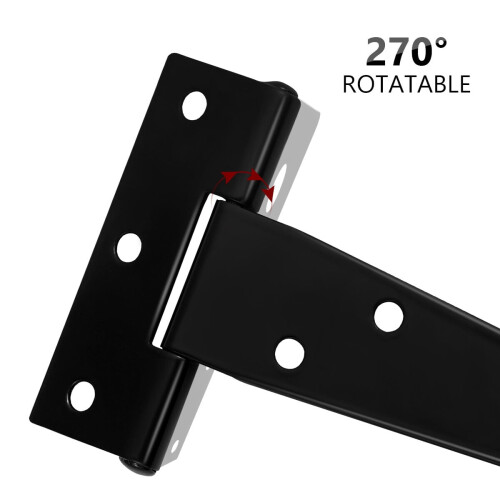 deck gate hinge 6Pcs Black Galvanized Iron T Shape Hinges for Barn Door 5 Inch 1