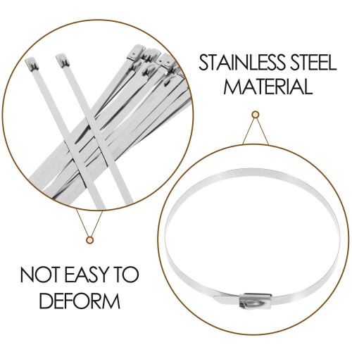 Mental Wire Tie Cable Management 20Pcs Silver Stainless Steel 2