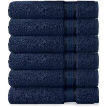 Zestaw 6 ultramiękkich ręczników do rąk, 16 x 28 cali, 100% bawełny, 580 g/m², szybkoschnące, chłonne – kolor granatowy (kompatybilne z
