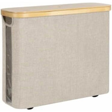 Bamboo-Lid Toilet Paper Storage Basket, Holds 9 Mega/12 Regular Rolls, Light Khaki, 1 Pack