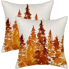 Housses de coussin automnales 40x40 cm, motif aquarelle d'arbre orange brûlé, housses de coussin décoratives d'intérieur/extérieur pour canapé