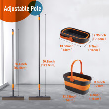 Mop And Bucket Set, Mops And Buckets for Floor Cleaning, Sponge Mop, Suitable for Homes, Bathrooms, And Kitchens, Foldable, Black And Orange.