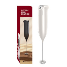 Mousseur à lait portable, appareil à mousser fonctionnant sur piles avec fouet et support en acier inoxydable – Compatible avec cappuccino, café
