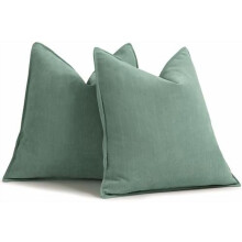 Dusty Green Chenille Pillow Covers 20x20, Set of 2, Soft Luxe Decor for Couch, Bed & Home – Compatible with Standard Inserts