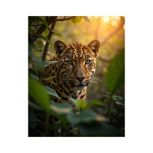 Kit de peinture par numĂ©ros « Chat sauvage au coucher du soleil dans la jungle » pour adultes, art sur toile Ă faire soi-mĂȘme, kit facile pour