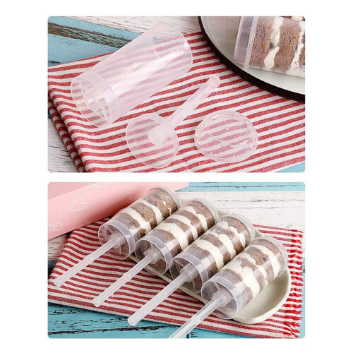 40Pcs Food Pusher Round Shaped Push-Pops Cake Cup with Lid Cake Push Pops Containers Cakepop Round Plastic Container 2