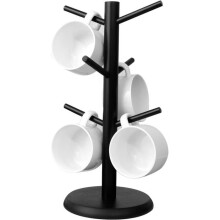 Coffee Cup Holder, Black Bamboo Mug Tree with Thicker Bottom, Coffee Mug Holder, Cup Holder for Countertop
