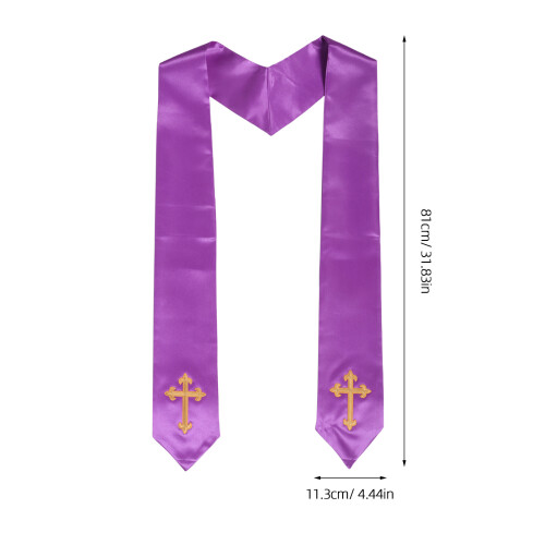Cérémonie Violet Satin Brodée Croix Pour 2