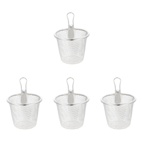 4Pcs Stainless Steel Pasta Basket Set Hanging Strainers Silver Kitchen 2