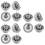 12Pcs Light Grey Dishwasher Lower Rack Wheels Plastic Accessories Kit 9