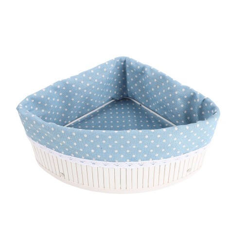 Sky-Blue Triangular Woven Bamboo Basket for Bathroom & Side Table