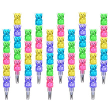 72Pcs Stackable Bear Kid Pencils Plastic School Supplies Colorful Set