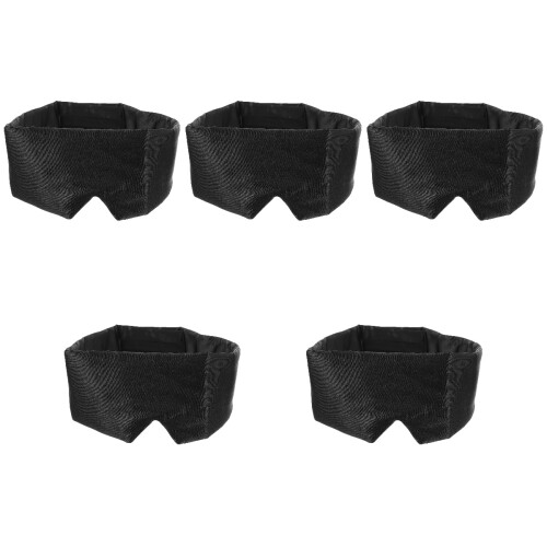 5Pcs Black Polyester Sleep Eye Masks Breathable Lightproof Blindfolds 2