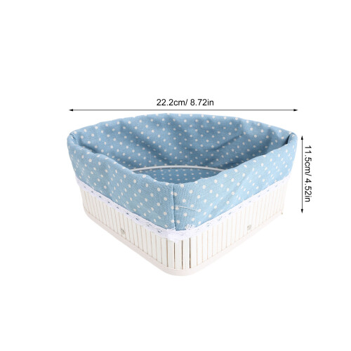 Sky-Blue Triangular Woven Bamboo Basket for Bathroom & Side Table 1