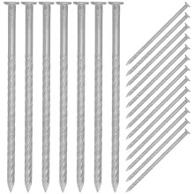 20Pcs Silver Spiral Ground Stakes Rustproof Steel Lawn and Turf Pins