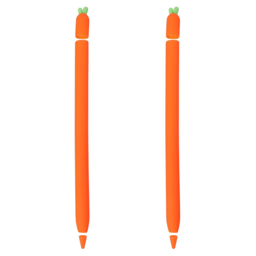 2Pièces Protection Crayon Silicone Orange Soft Antichute 2