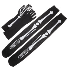 3Sets Halloween Skeleton Long Socks and Gloves Assorted Colors Elastic