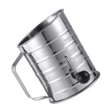 Flour Sifter Stainless Steel Hand Crank with Smooth Rotary Large Capacity Fine Mesh for Baking