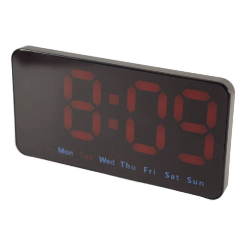 Digital Wall Clock, 9Inch LED Digital Clock Large Display with 12/24H,  Digits,Small Silent Wall Clock (Red)