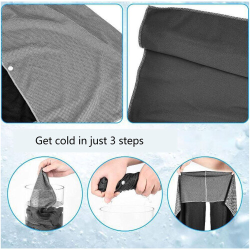 U Shaped Cooling Hoodie Towel 64g Grey Microfiber 2