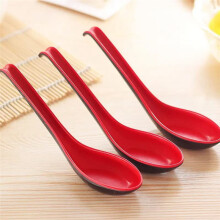 10PCS Red and Black Asian Soup Spoon with Hook-Chinese Style Spoon, Perfect for Rice Pho Ramen Noodle Soups