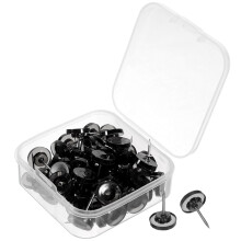 Kleine Zwarte Thumbtacks Voor Mededelingen En Muurdecoratie