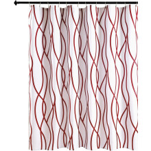 Extra dlouhý sprchový závěs z texturované látky 193 x 193 cm, vínově potisk, taneční koupelnové závěsy, lze prát v pračce