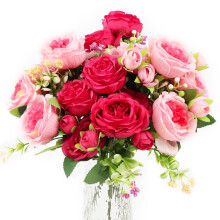 Bouquet Peony Saorga Rós Dearg Bándearg4Pacáiste