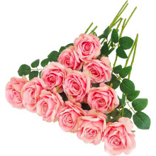 Rosas artificiais pretas em grande quantidade – 12 unidades, 10 cm de diâmetro, flores de seda plástica para decoração de casamento em preto,