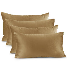 Kuddfodral i sammet, enfärgat, rektangulärt, mjukt och dekorativt örngott för soffa, 30 x 50 cm, mockabrunt, 4-pack