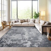 Tapete para sala de estar 6x9, lavável, moderno, abstrato, grande, macio, para interiores, neutro, moderno, de pelo baixo, para quarto, sala de