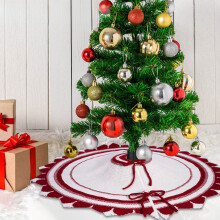 Großer, gewellter Weihnachtsbaumrock, weiche Weihnachtsbaummatte für Weihnachtsdekorationen, Festtagsdekoration im Innen- und Außenbereich, Rot