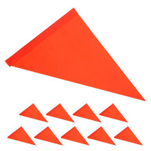 Conjunto de 10 bandeiras de segurança refletoras triangulares de PVC laranja para sinalização de trânsito.