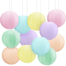 Pacote com 6 lanternas de papel de 25 cm para pendurar – Decoração de festa em tons pastel para salas de aula, casamentos e aniversários
