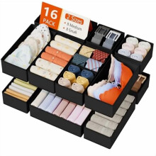 Set di 16 organizer per cassetti – Contenitori in tessuto per armadio, divisori poco profondi per vestiti, articoli per bambini, calze, biancheria
