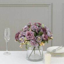 BalsaCircle2Bouquets Paarse 12 inch Assortiment Kunstbloemen Zijden Bloemenstruiken Feestdecoraties en -benodigdheden