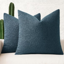 45x45 cm texturerade örngott i bouclé (2-pack), mörkblå neutrala detaljer, kompatibla med standardinlägg
