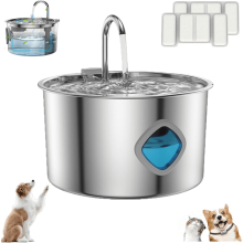Fuente de agua para mascotas de acero inoxidable de 3,2 L con triple filtro (modelo silencioso)
